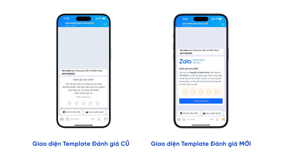 Tối ưu giao diện ZNS đánh giá dịch vụ